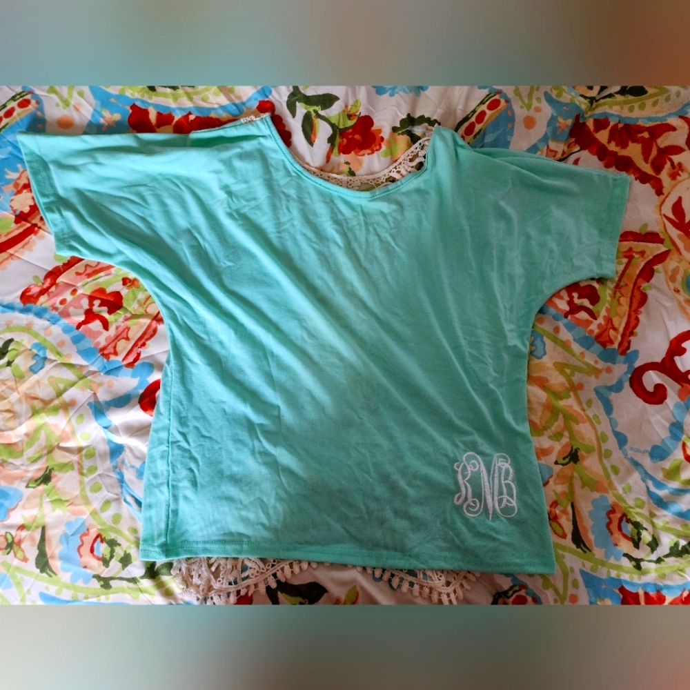 Monogram lace back shirt